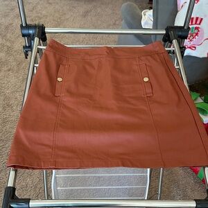 LOFT Terracotta faux leather Mini Skirt with gold accents size 6